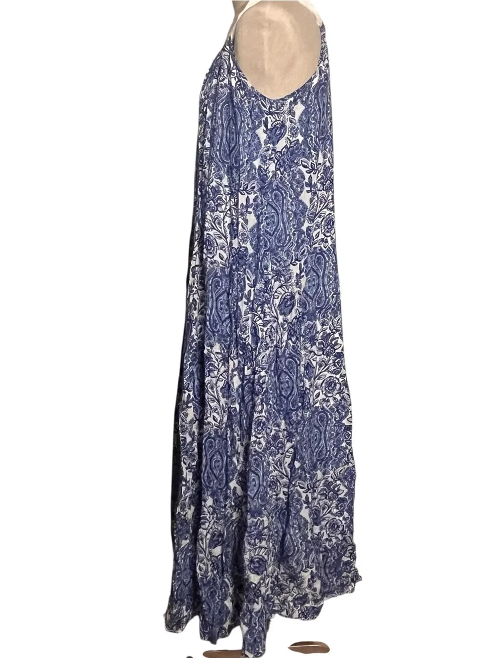 Garnet Hill Cotton Gauze Cover Up Maxi Midi Crinkle Sundress Dress Print — PM - Picture 5 of 13